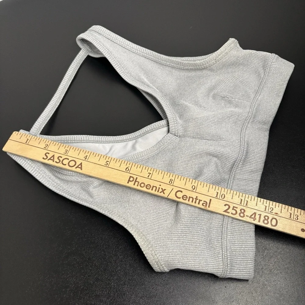 Alo Yoga Togetherness‎ Ribbed Sports Bra Womens Size Small Gray Stretch Gym Run